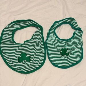 St. Patrick’s day Green Striped Shamrock Baby Bib Set